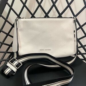 Marc Jacobs Cosmo White Crossbody Bag with Black Silver Accents